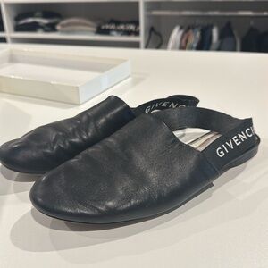 Givenchy Black Leather Rivington Slingback Flats Size 39 with box and dust bags